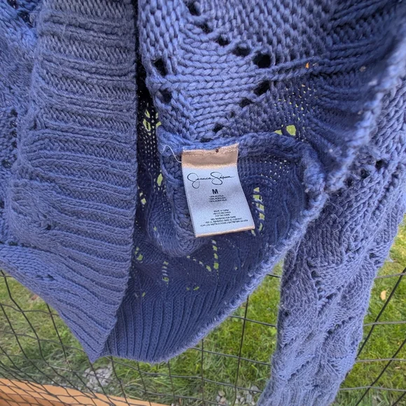 Lace Knit Blue Sweater - Picture 9 of 13